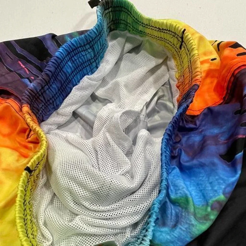 Unbranded Size M Mens Black Multicolor Shorts Drawstring Mesh‎ Lined Swim Board
